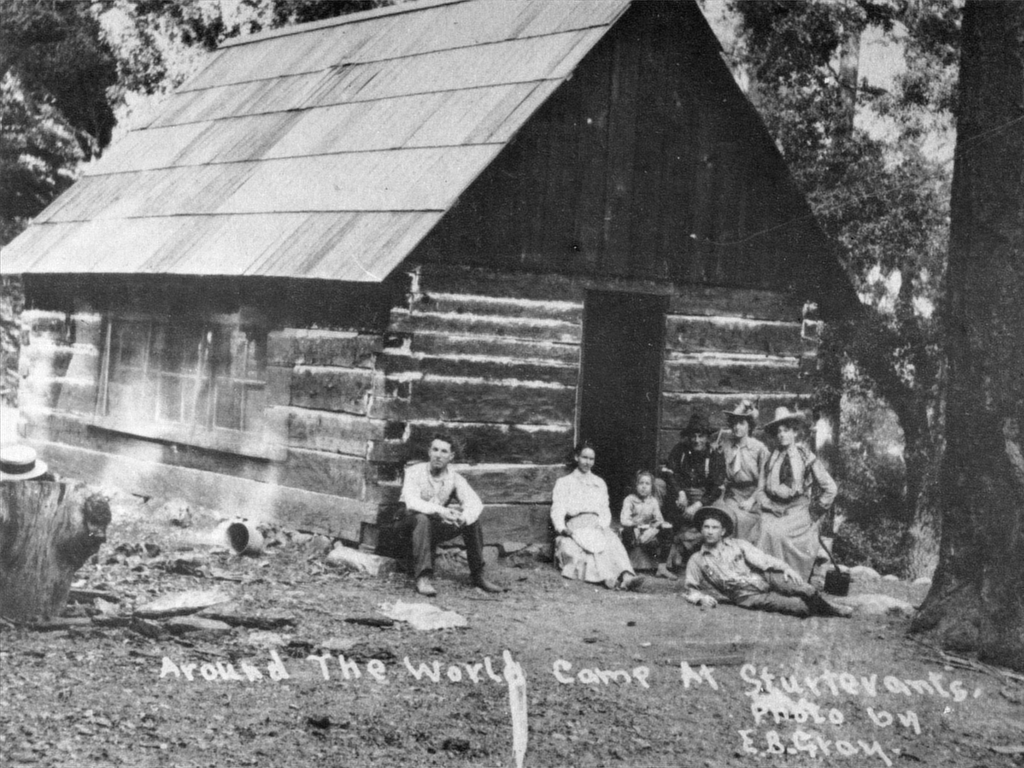 E. B. Gray Photo of Visitors at the Ranger Cabin at Sturtevant Camp